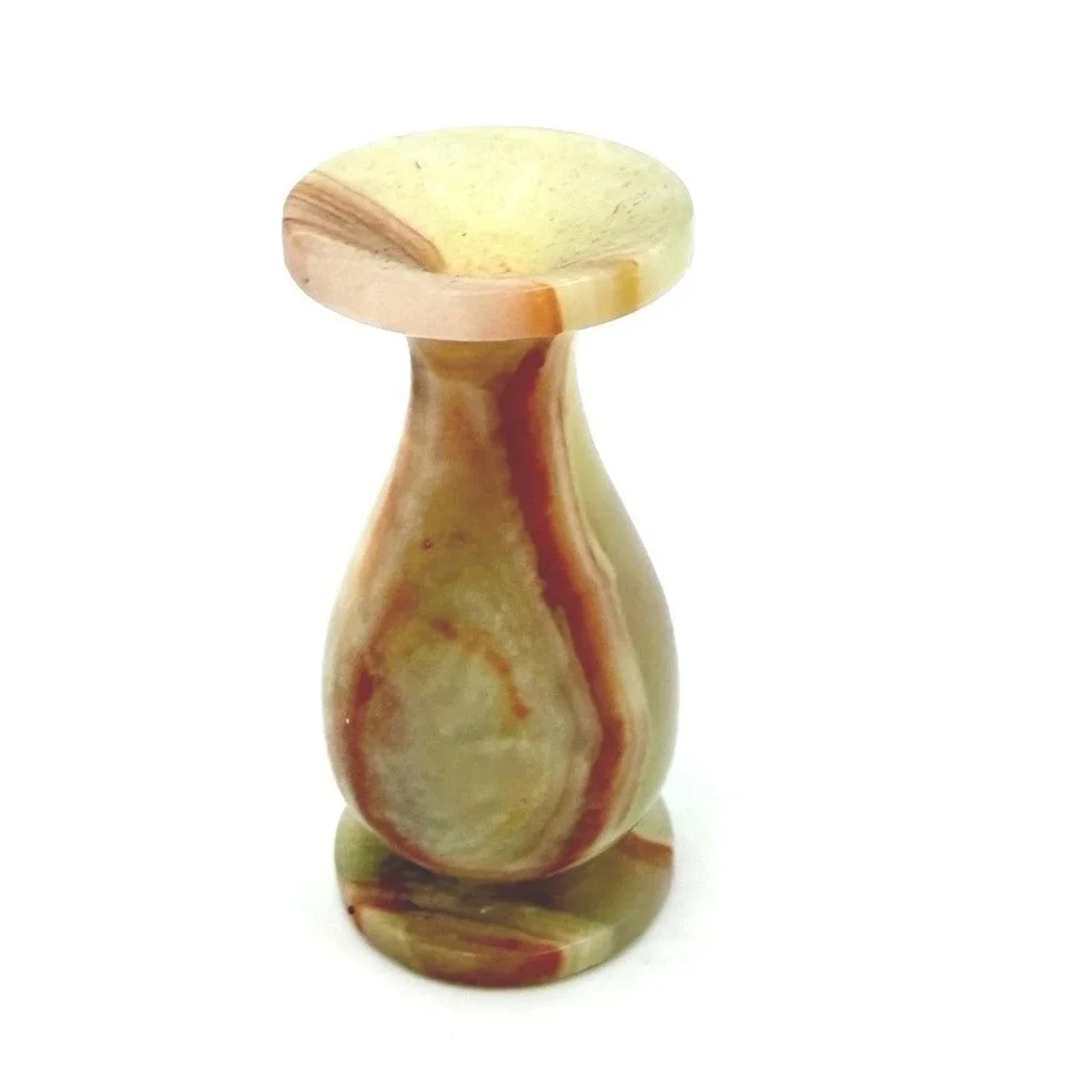 Vintage Miniature Earth Tones Onyx Stone Bud Vase Polished‎ Marble Decor